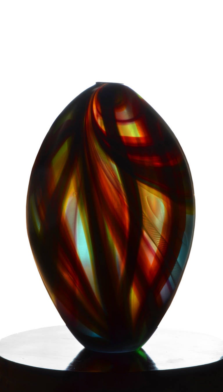 XXI secolo e contemporaneo Un raffinato vaso contemporaneo in vetro di Murano di Andrea Zilio in vendita