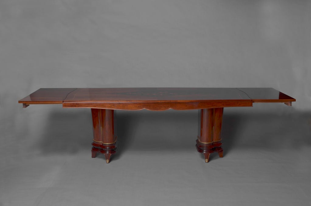 A Fine French Art Deco Rosewood and Marquetry Dining Table by Segal For Sale 1