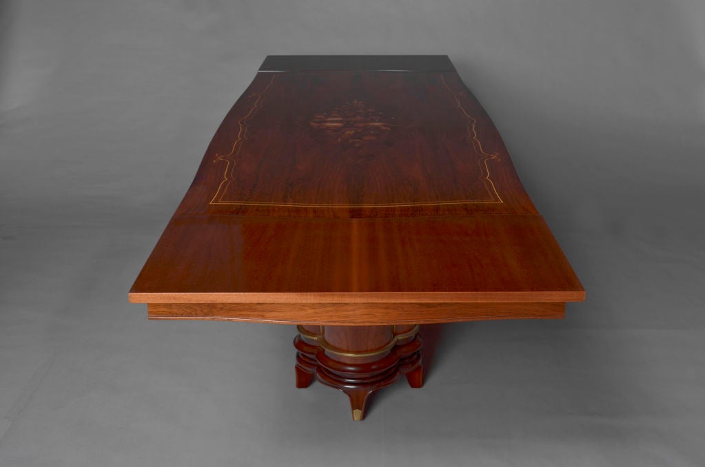 A Fine French Art Deco Rosewood and Marquetry Dining Table by Segal For Sale 2