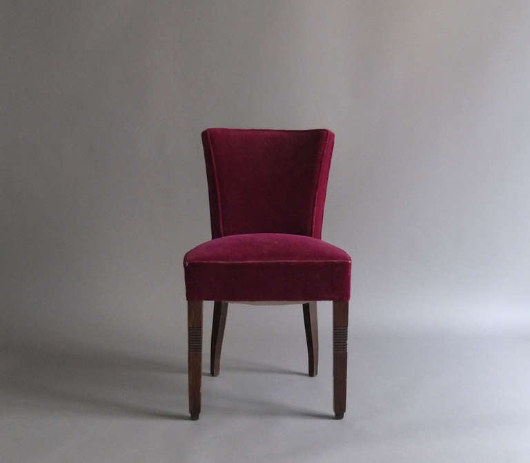 Satz von vier französischen Art-Déco-Stühlen von Dudouyt (Art déco) im Angebot