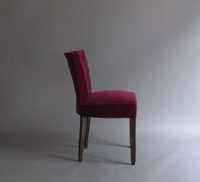 Satz von vier französischen Art-Déco-Stühlen von Dudouyt im Zustand „Gut“ im Angebot in Long Island City, NY