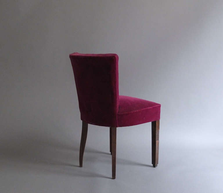 Satz von vier französischen Art-Déco-Stühlen von Dudouyt (Mitte des 20. Jahrhunderts) im Angebot