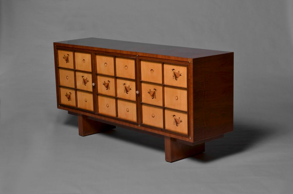 Mid-20th Century Fine French Art Deco Walnut and Sycamore Sideboard