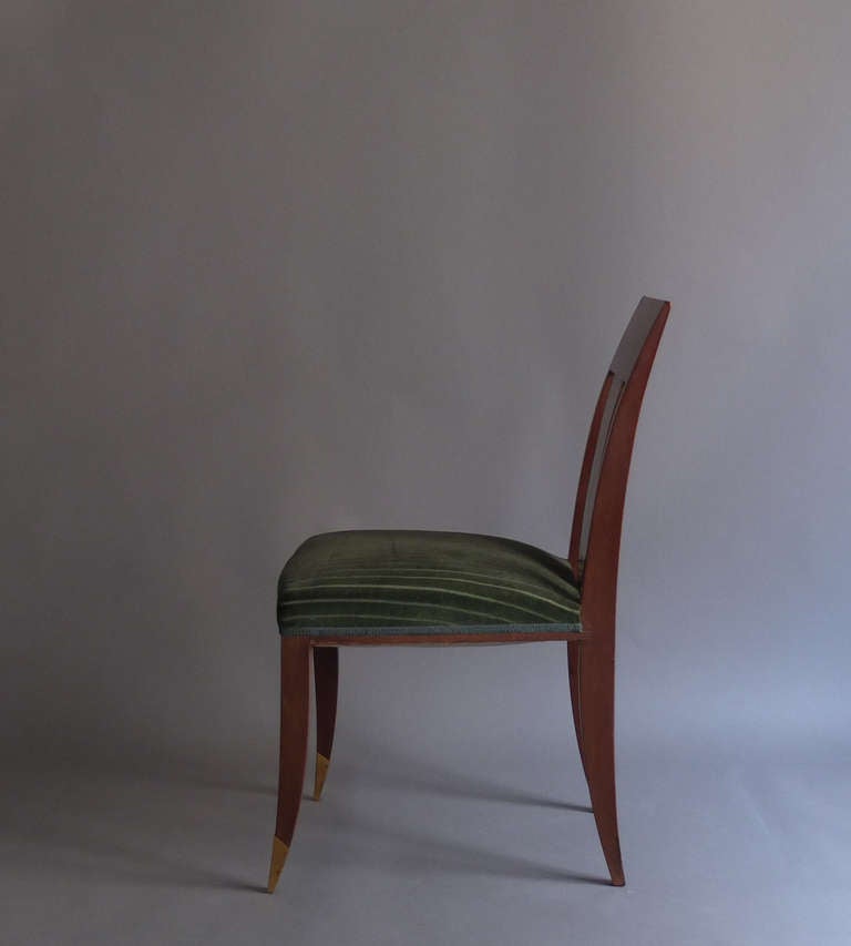 Bronze Pair of Fine French Art Deco Side Chairs in the Manner of Alfred Porteneuve For Sale