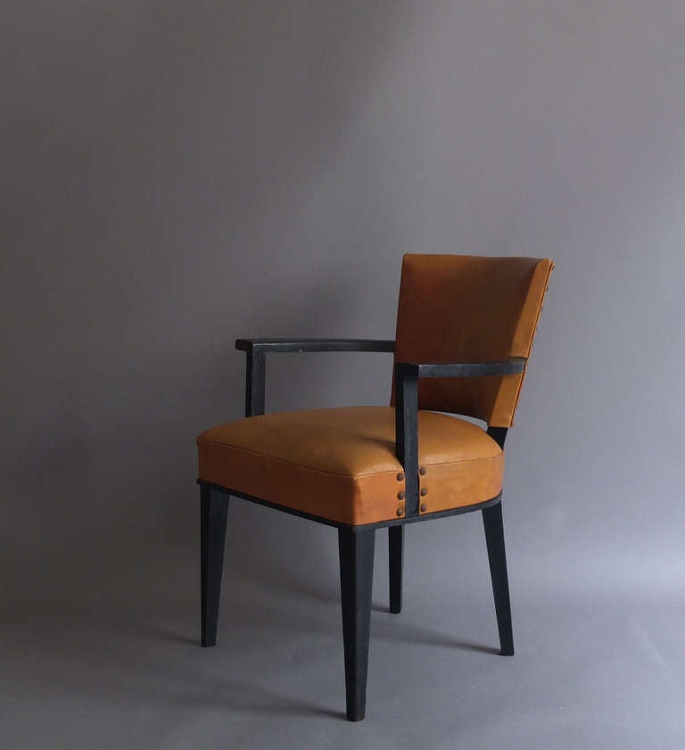French Art Deco Desk Chair by Jacques Adnet, 1930 In Good Condition In Long Island City, NY