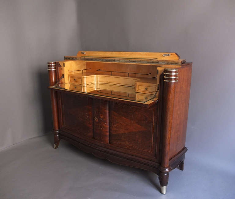 Mid-20th Century Fine French Art Deco Marquetry Bar by Segal