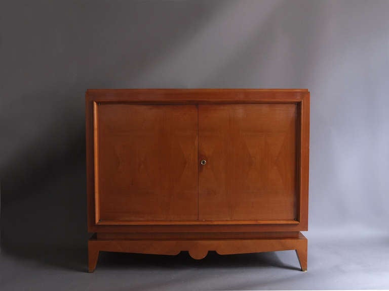 2 fine French Art Deco cherry wood sideboards/buffets.
One features four interior drawers, one shelving only (see pictures).

