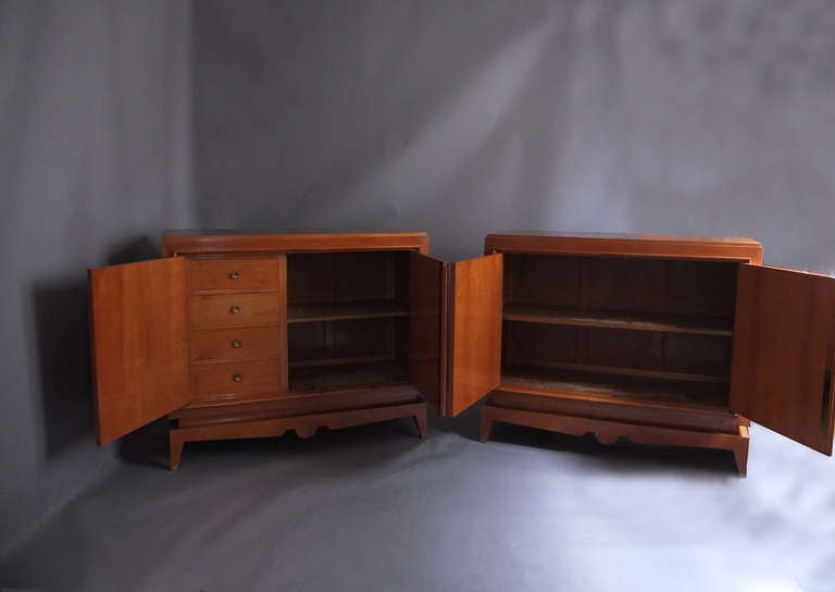 Mid-20th Century Two Fine French Art Deco Cherry Wood Buffets