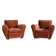 Pair of French, Art Deco Club Chairs 6