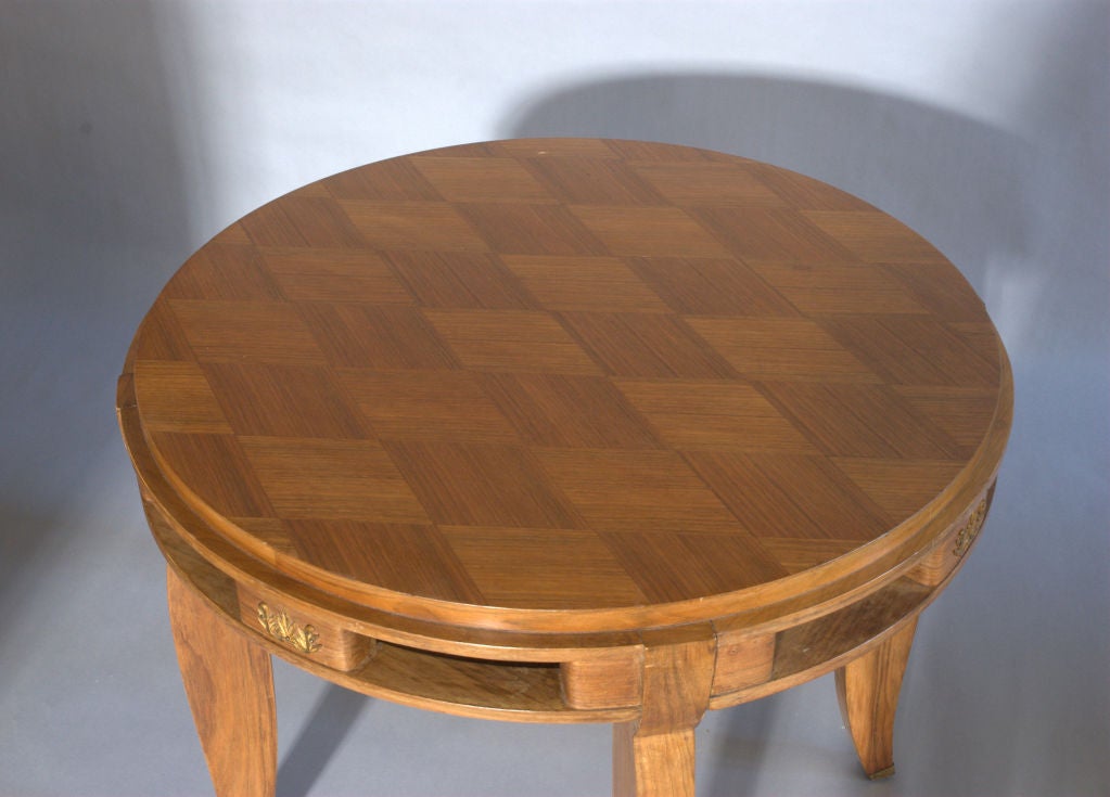 A Fine French Art Deco Round Walnut Gueridon in the manner of Leleu For Sale 1