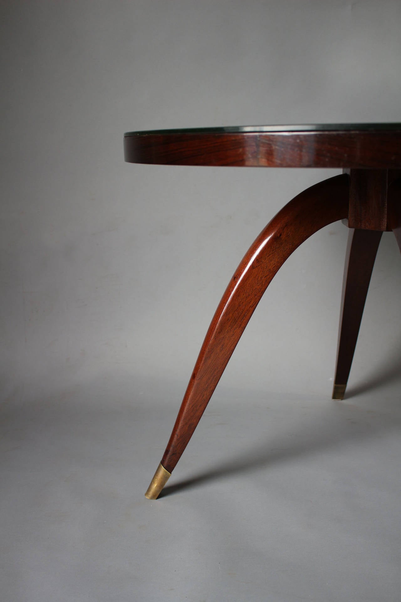 Fine French Art Deco Mahogany Gueridon with an ÉGlomisé Glass Top For Sale 4