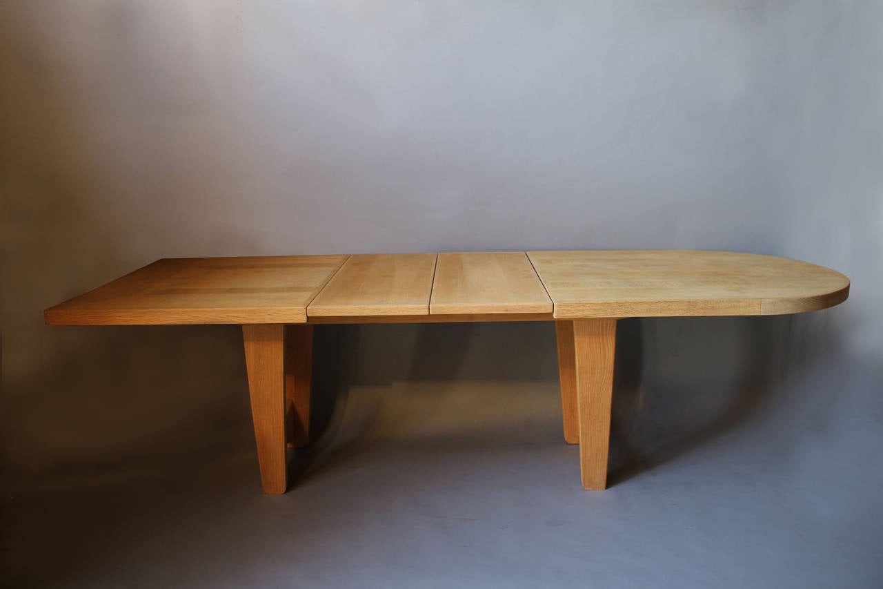 French Oak Dining Table by Guillerme et Chambron In Good Condition In Long Island City, NY