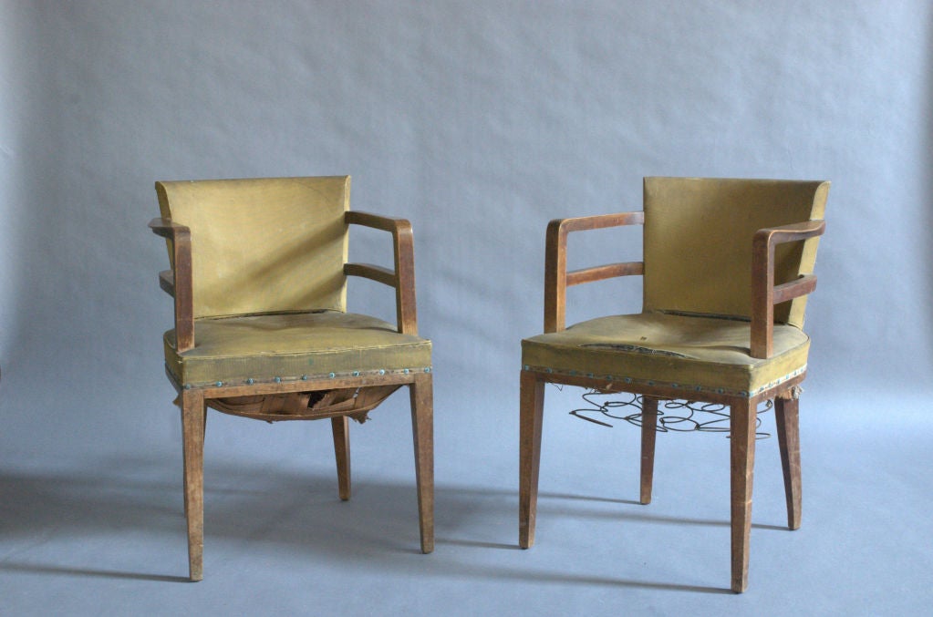 Set of Six Art Deco Bridge Chairs by Jean Pascaud 5