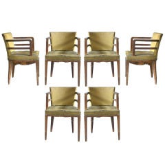 Set of Six Art Deco Bridge Chairs by Jean Pascaud