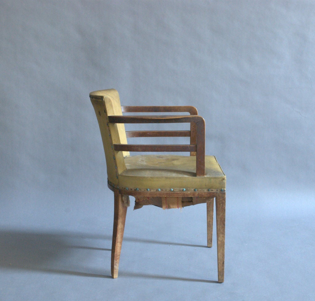 Set of Six Art Deco Bridge Chairs by Jean Pascaud In Fair Condition In Long Island City, NY