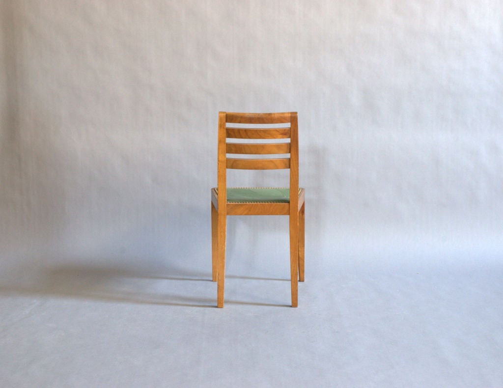 Set of 6 French Art Deco Cherry Dining Chairs For Sale 1