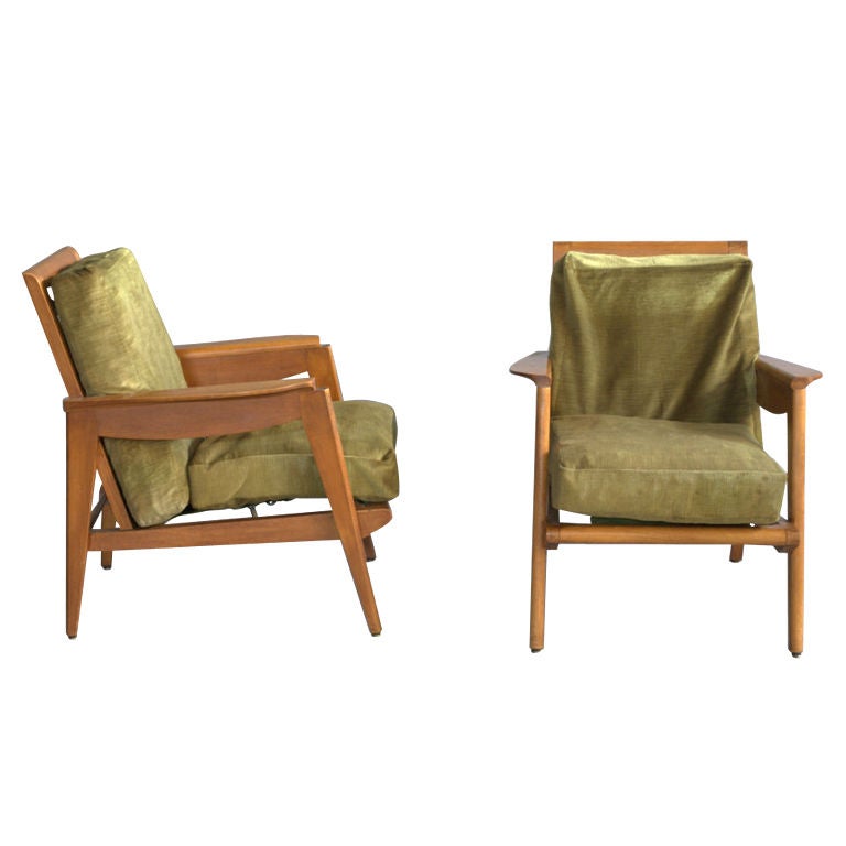 A Pair of Fine French 1950s Armchairs For Sale