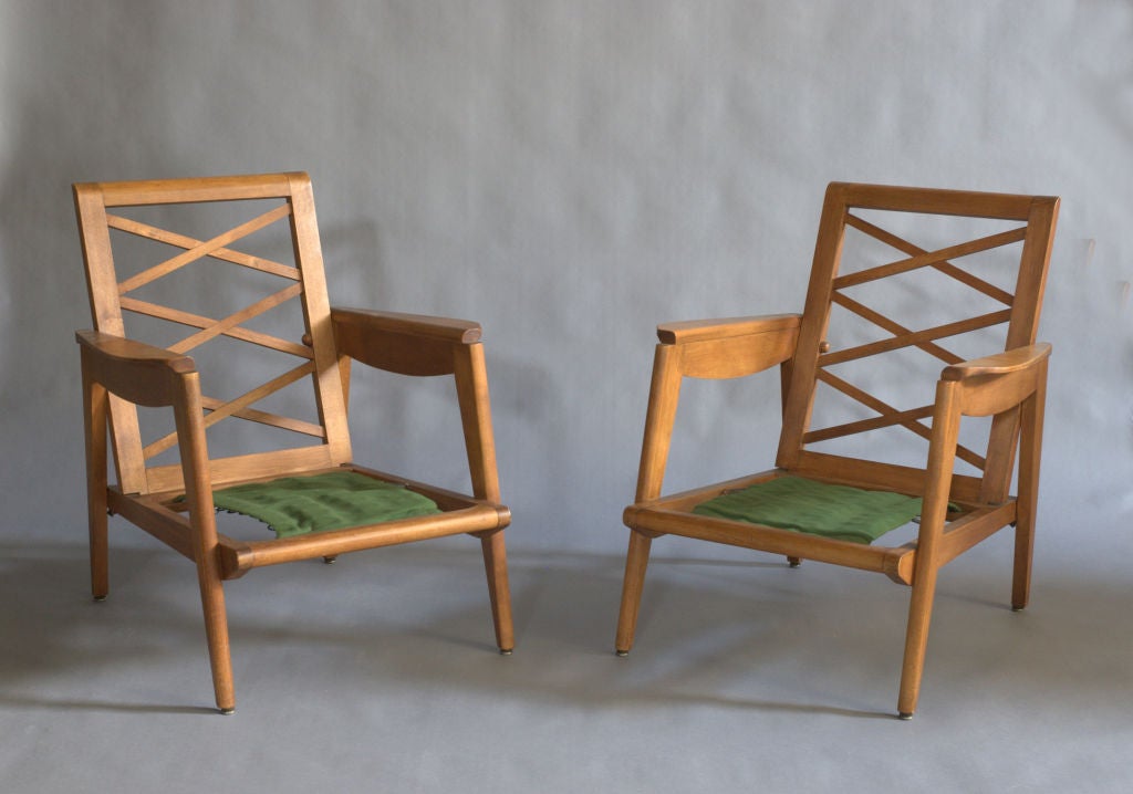 A Pair of Fine French 1950s Armchairs For Sale 1