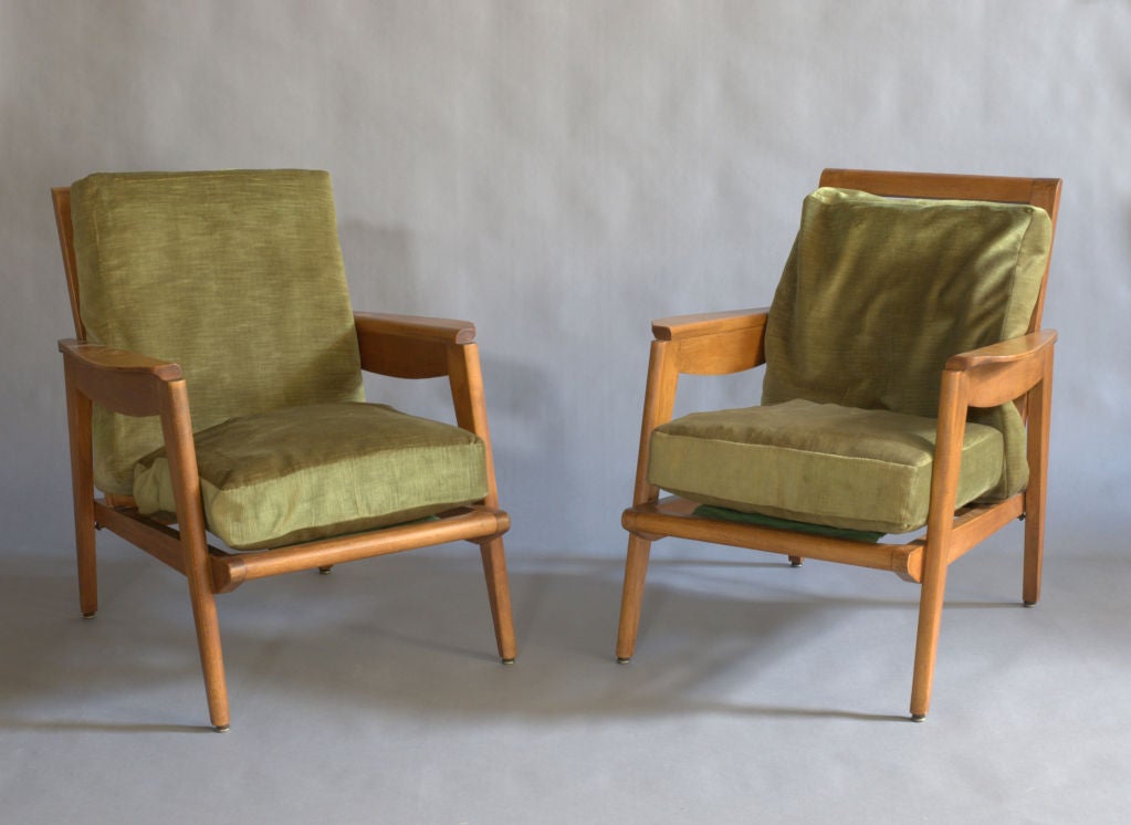A Pair of Fine French 1950s Armchairs For Sale 4