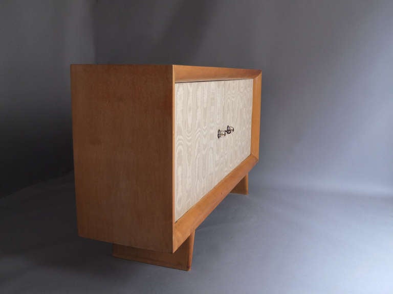 Mid-20th Century French 1950s Sycamore and Original Fabric Buffet by Suzanne Guiguichon For Sale