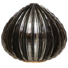 Bill Hudnut Ceramic Medium Pod in Silver Metallic Lustreware Glaze