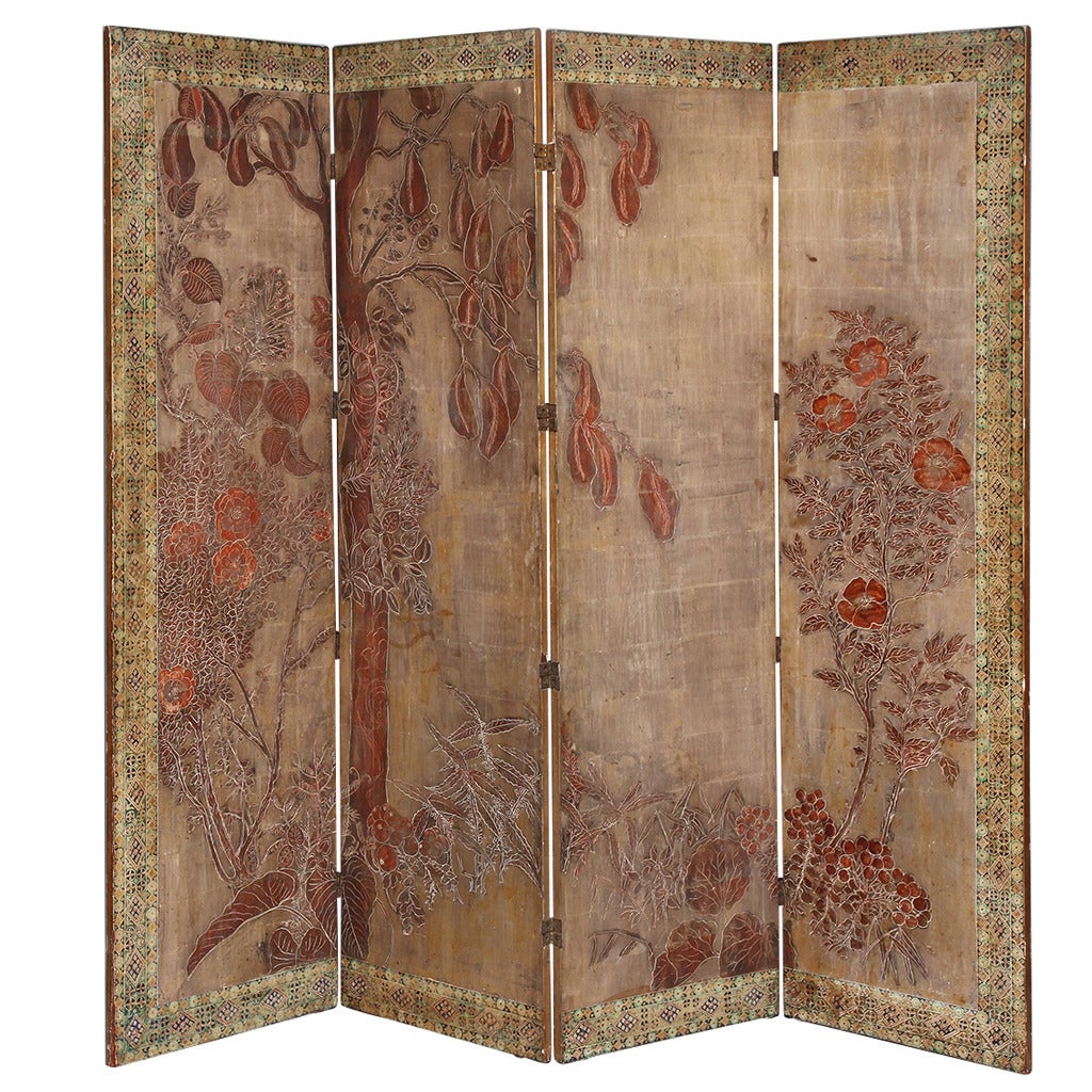 Rare and Important Max Kuehne Gilded Folding Screen