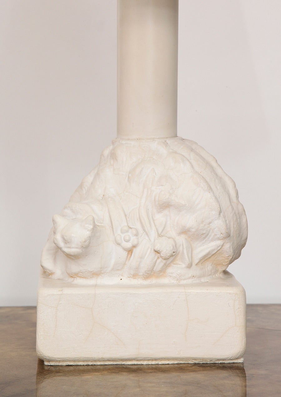 Frances Elkins (1888-1953).
Plaster table lamp with base in the form of a snail,
American, circa 1940.

Documentation:
Salny, Stephen M. Frances Elkins Interior Design. New York: Norton, 2005. p160.