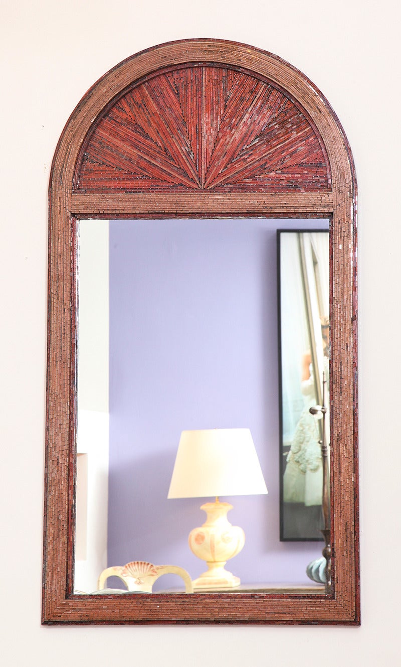 Large Red Tessellated Glass Wall Mirror