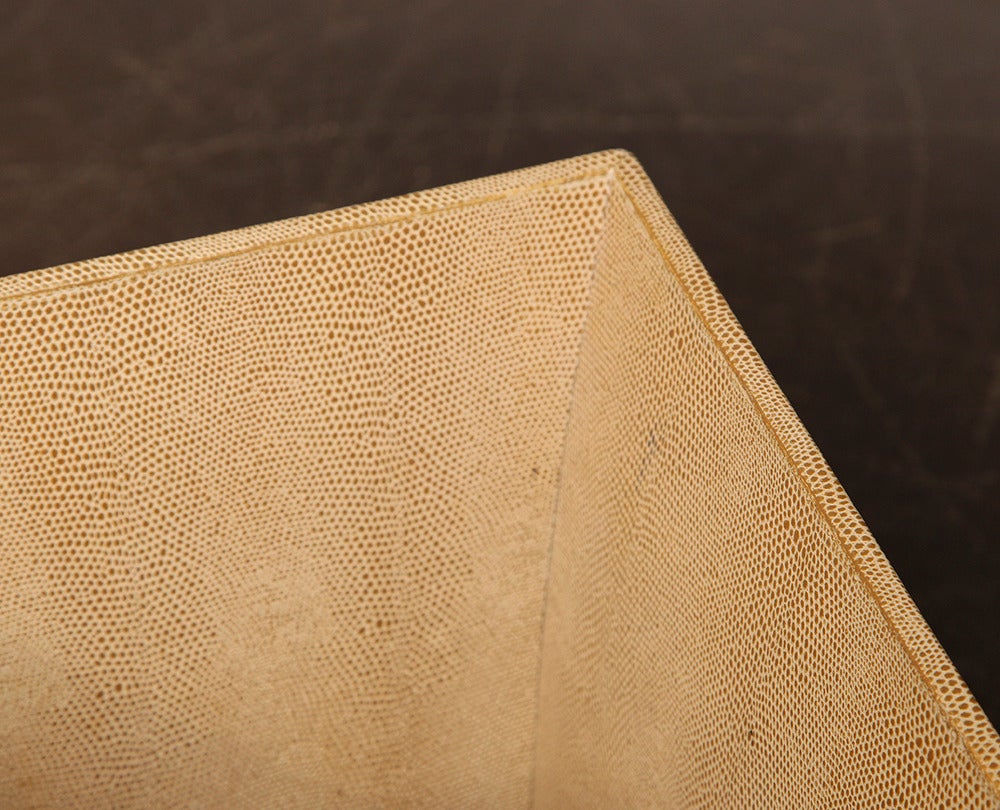 American Karl Springer Embossed Leather Waste Paper Basket For Sale