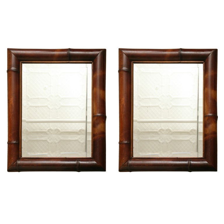 Pair of Bamboo Framed Mirrors, Yves Saint Laurent and Pierre Berge