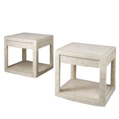 Pair of Travertine-Clad Tables by Karl Springer