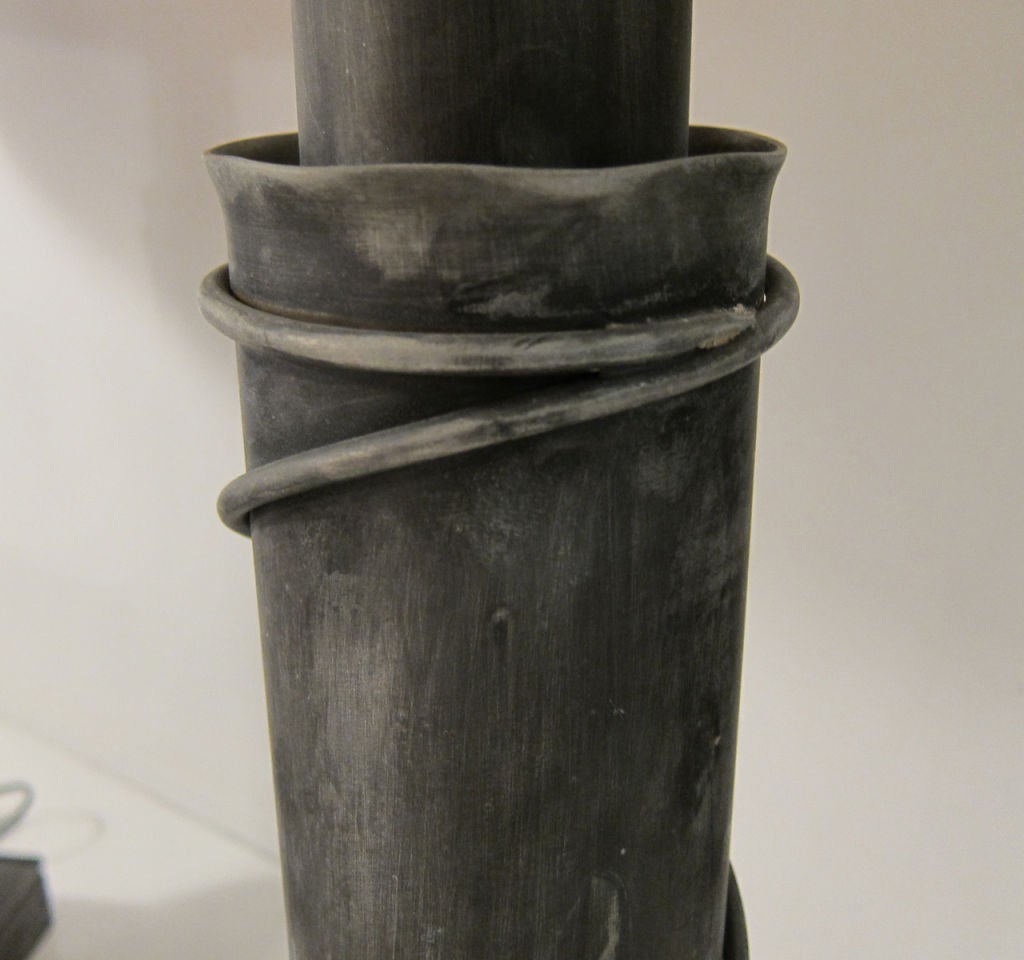 Mid-20th Century Pair of Lamps in Grey Metal
