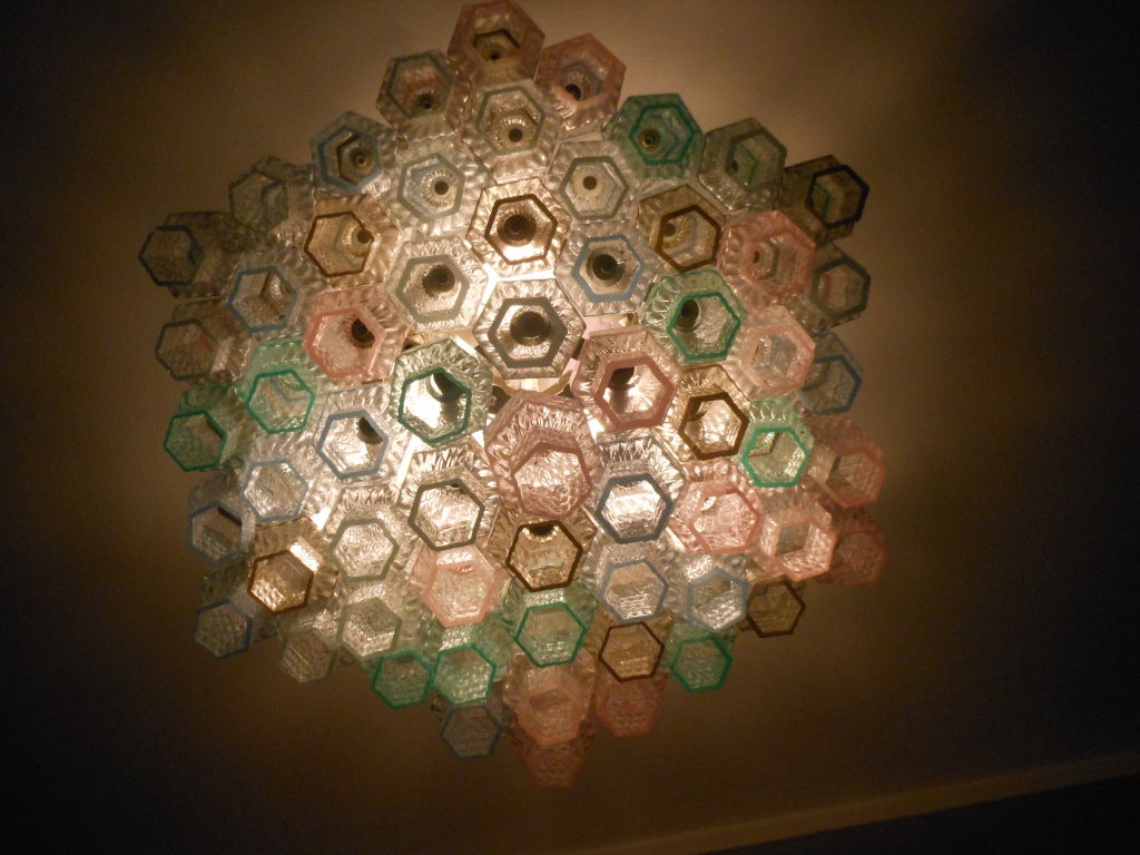 Italian Pastel Glass Chandelier In Excellent Condition In New York, NY