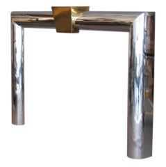 Magnificent 1970's Stainless Steel & Brass Fireplace Surround
