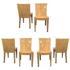 Set of Six Karl Springer Rare Tessellated Coral Dining Chairs