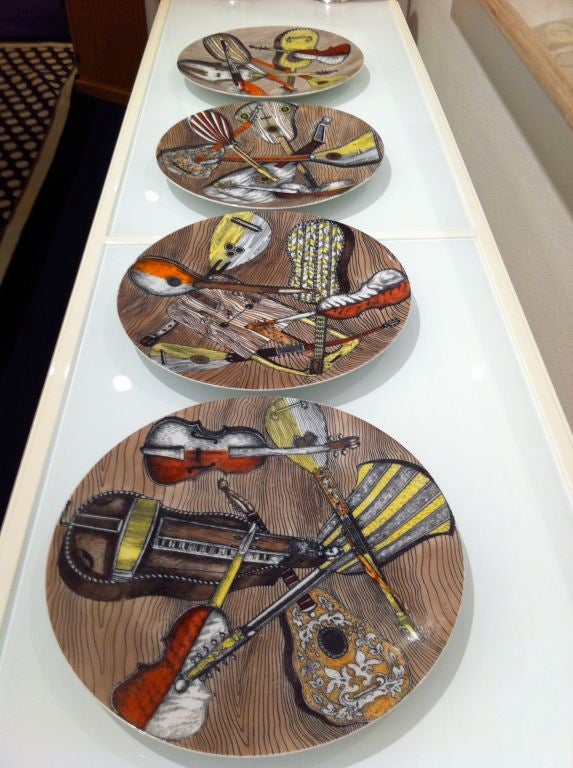 Set of Four Limited Edition 1950's Fornasetti Plates