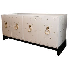Tommi Parzinger 4-Door Lacquered Studded Cabinet