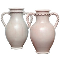Pair of Large Scale Two-Handled Urns