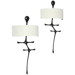 "Yali," Studio-Built Bronze Wall Sconces by Alexandre Logé 6