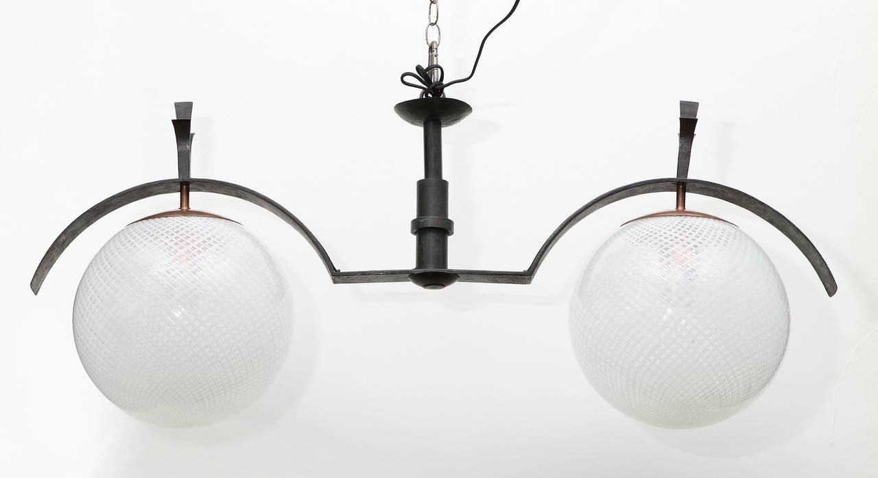 Italian Two-Light Hanging Fixture by Mario Labò