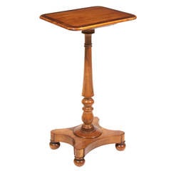Satinwood Occasional Table with Turned Pedestal on Bun Feet