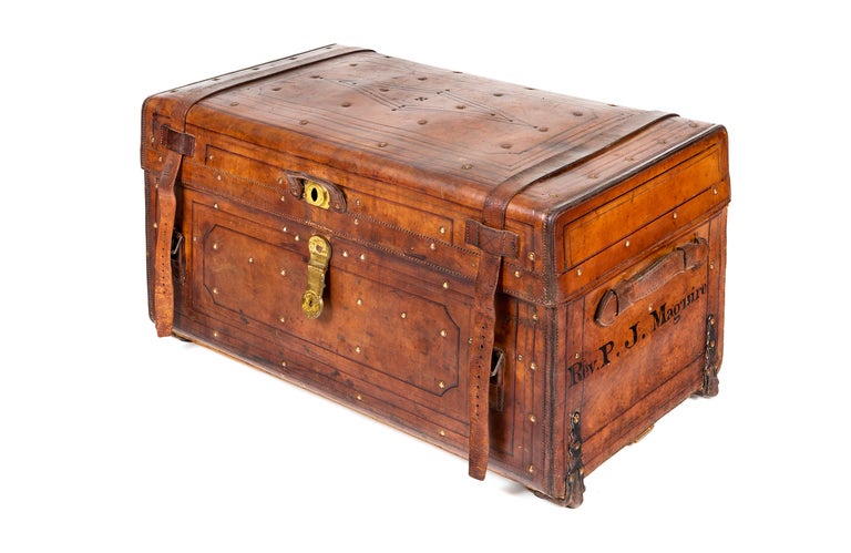 A large traveling trunk by 'Jacob J. Schuff', 52 Fourth Ave. New York, NY.  