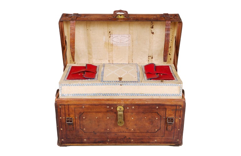 Leather Traveling Trunk In Good Condition In New York, NY
