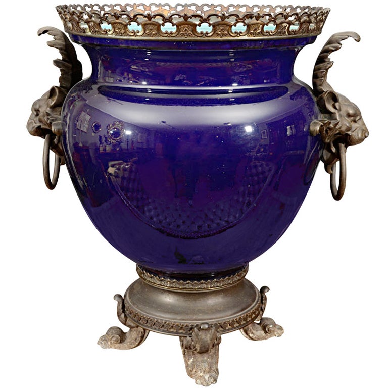 19th Century Cobalt Blue Jardiniere Attributed to Minton