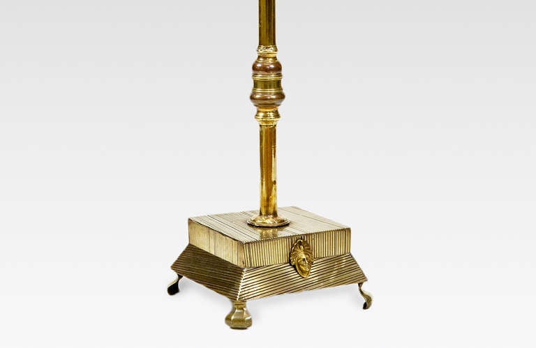 Late 19th Century Aesthetic Movement Brass Standing Floor Lamp.