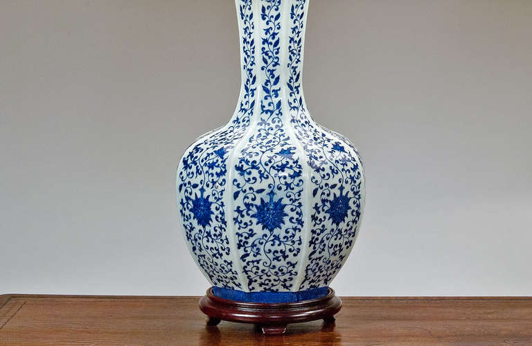 Georgian Pair of Blue and White Chinese Lamps