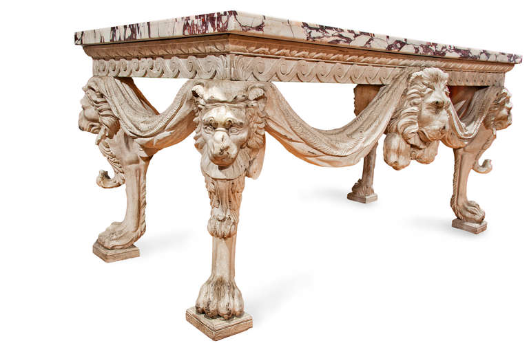 Pair of Early 20th Century Carved and Painted Console Tables 3