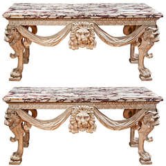 Pair of Early 20th Century Carved and Painted Console Tables