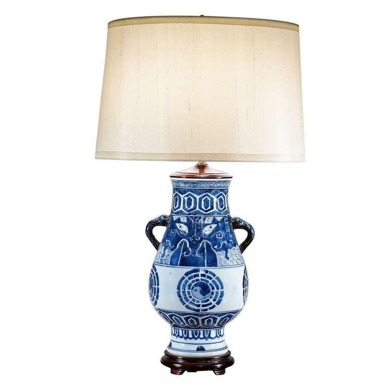 Chinese Blue and White Porcelain Lamp