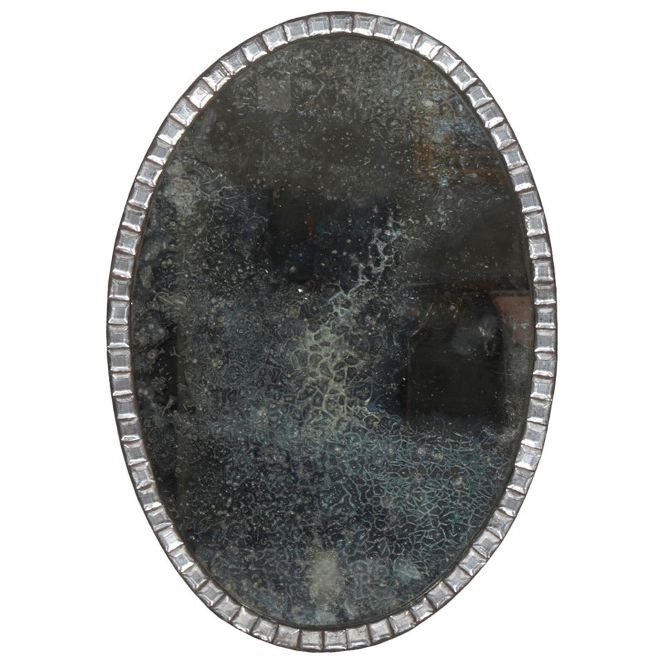 18th Century Oval Irish Clear Cut Glass Mirror
